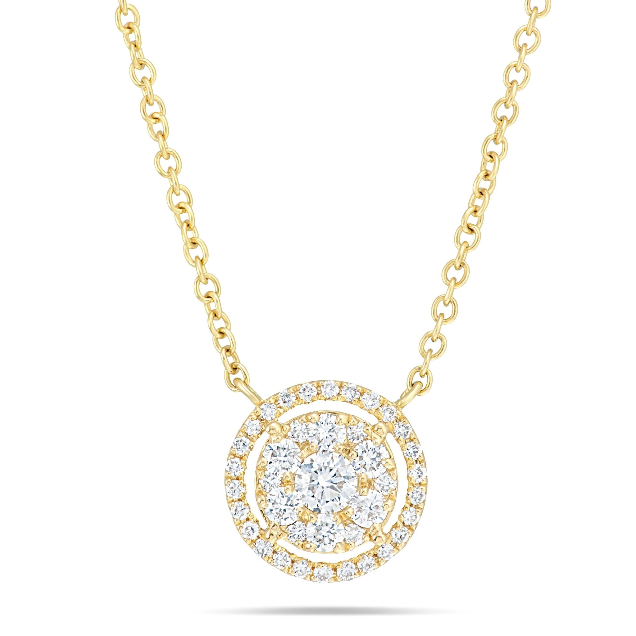 18K Gold 0.40ct Diamond Halo Cluster Necklace – Shyne Jewelers™