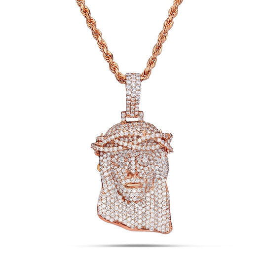 Diamond Jesus Head Pendant - Shyne Jewelers 160-00682 Rose Gold Shyne Jewelers