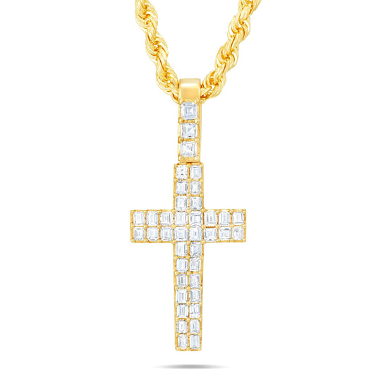 Emerald Diamond Cross Pendant - Shyne Jewelers Yellow Gold Shyne Jewelers