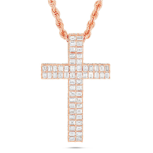 Emerald Diamond Cross Pendant - Shyne Jewelers Rose Gold Shyne Jewelers