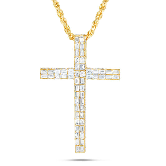 Emerald Diamond Cross Pendant - Shyne Jewelers Yellow Gold Shyne Jewelers