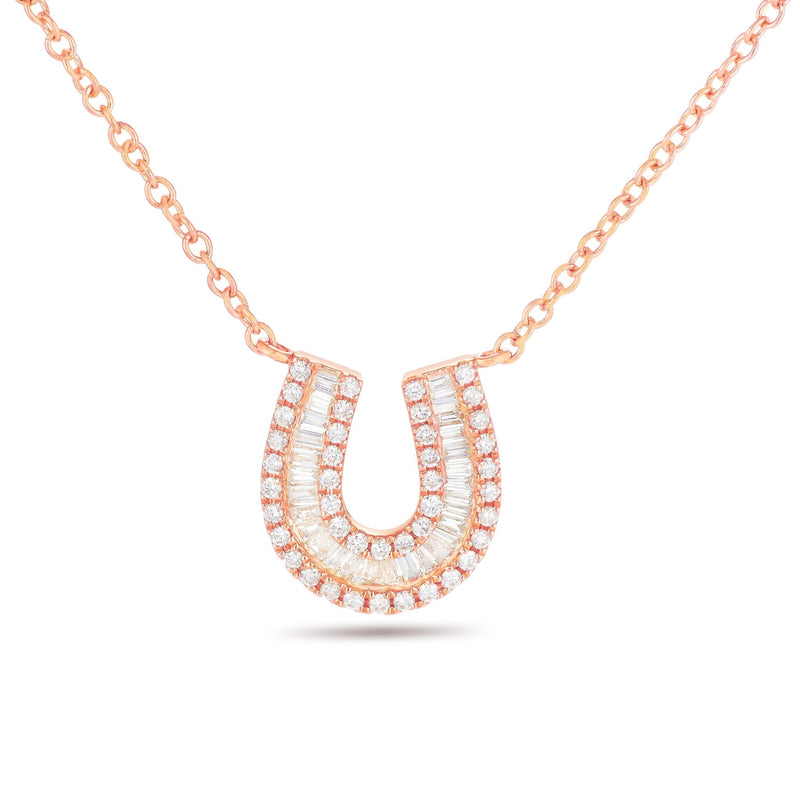 Horseshoe Diamond Necklace - Shyne Jewelers 165-00237 Rose Gold Shyne Jewelers