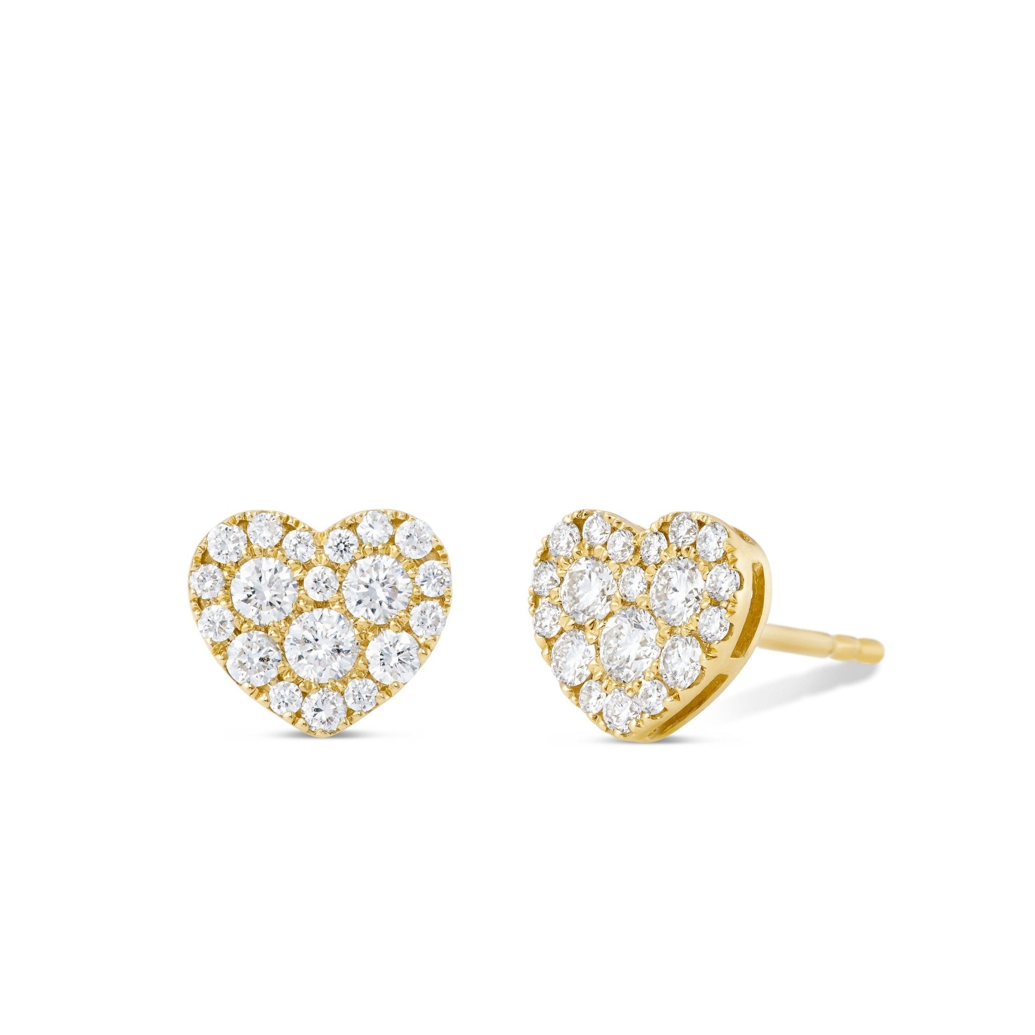 18K Gold Shyne Collection 0.67ct Diamond Heart Studs – Shyne Jewelers™