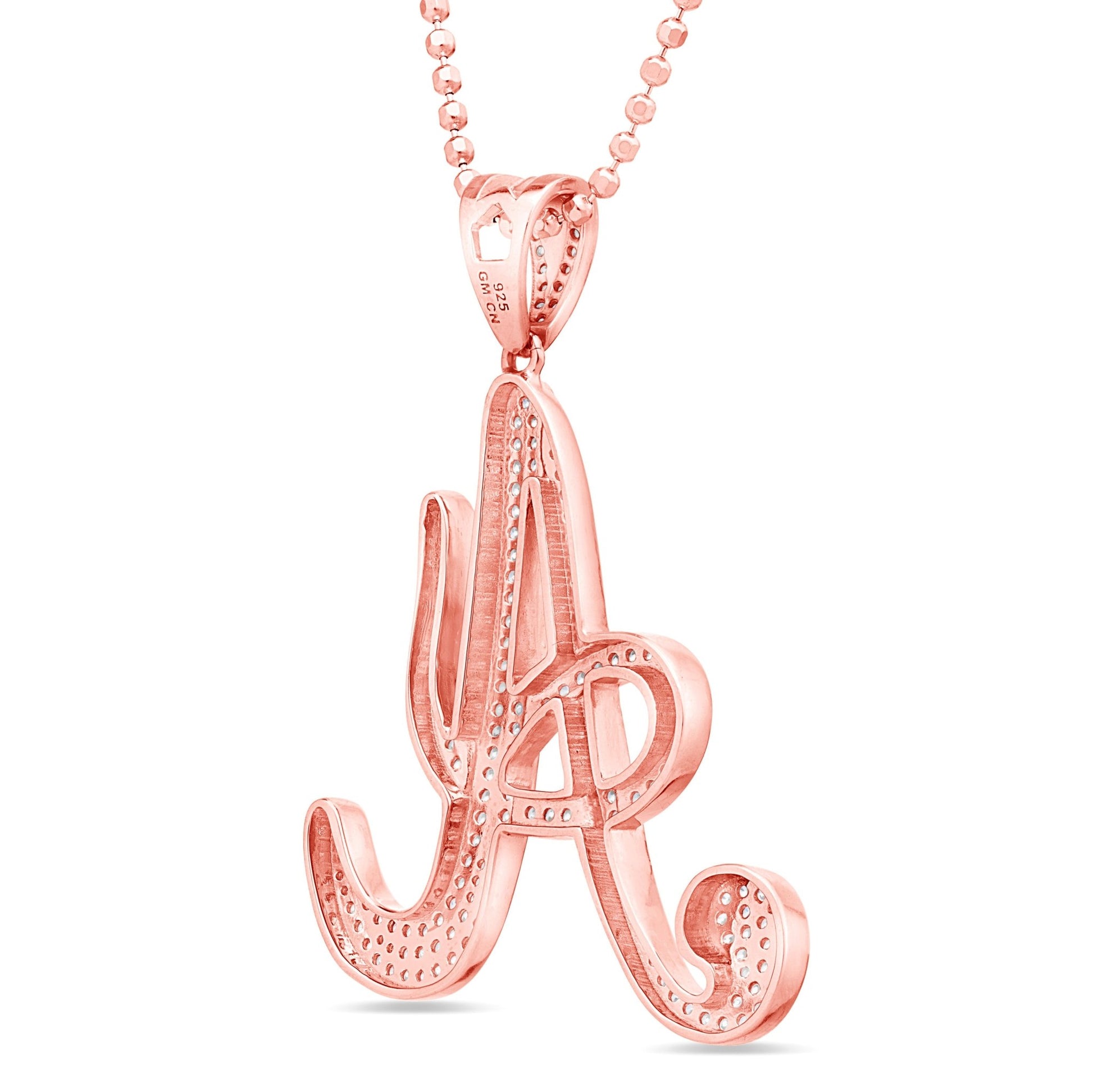 V Silver Initial Pendant Necklace