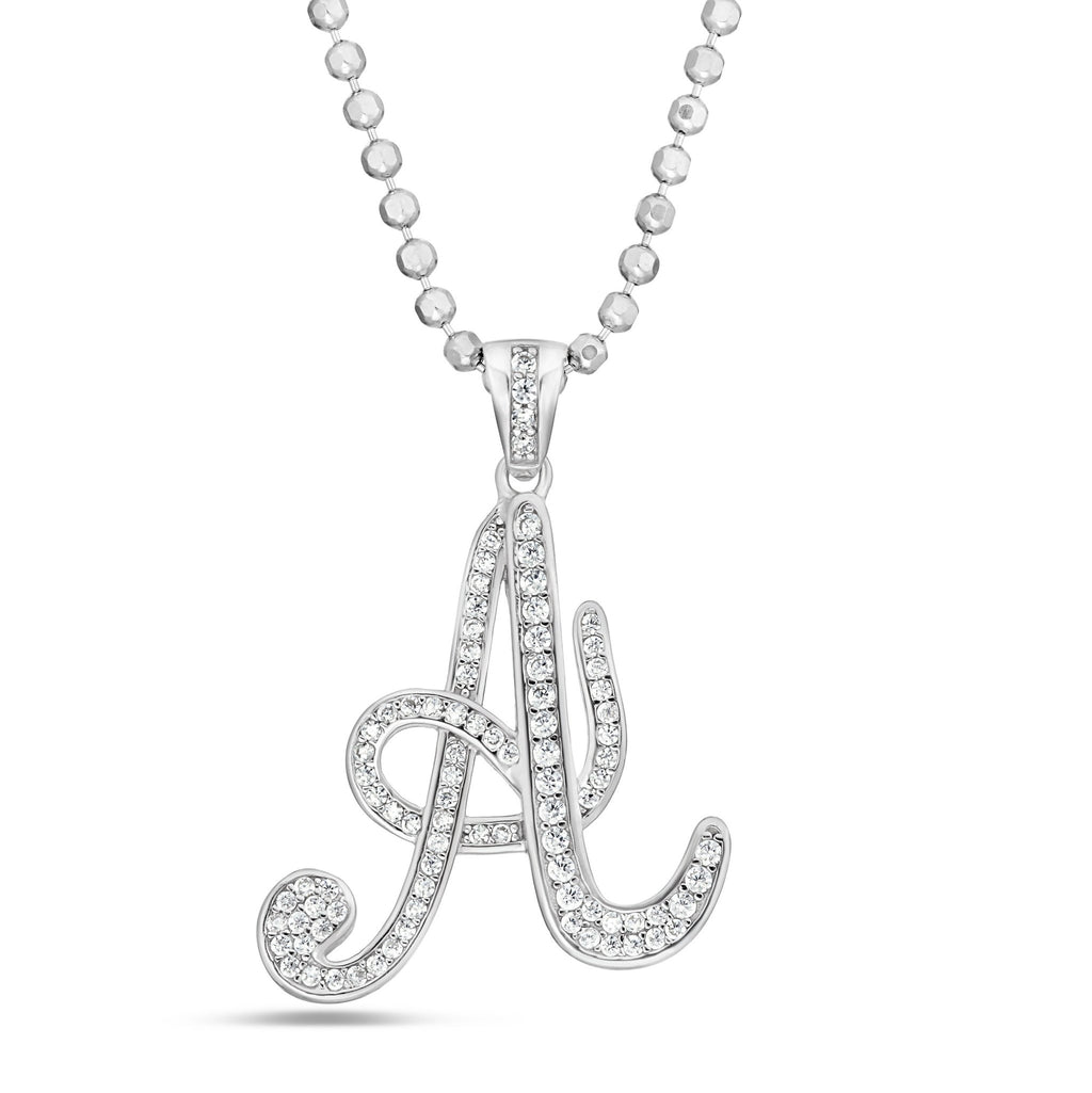 Small Silver Script Pave Initial Pendant – Shyne Jewelers™