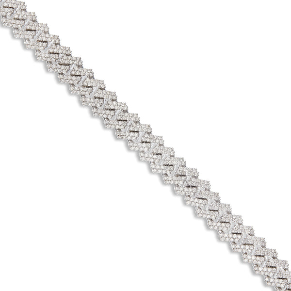 White Gold Prong set Diamond Cuban Chain, 10 mm - Shyne Jewelers Shyne Jewelers